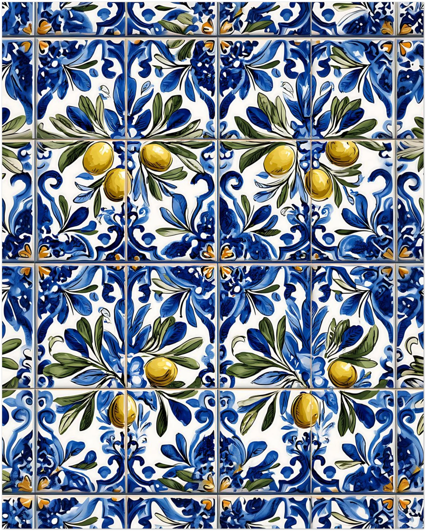 Portuguese Azulejo Olive Branch Poster - CITTRA Collective