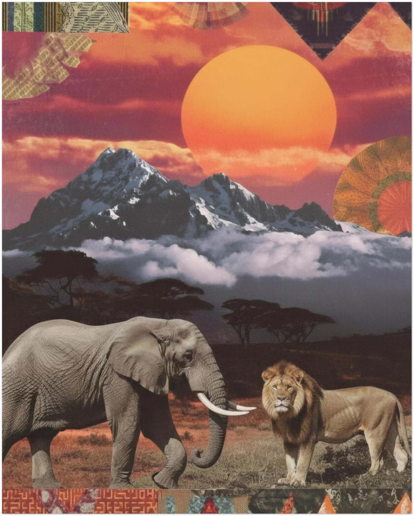 Kenyan Cultural Collage Art Print Inspired by African Landscapes and Wildlife - CITTRA Collective