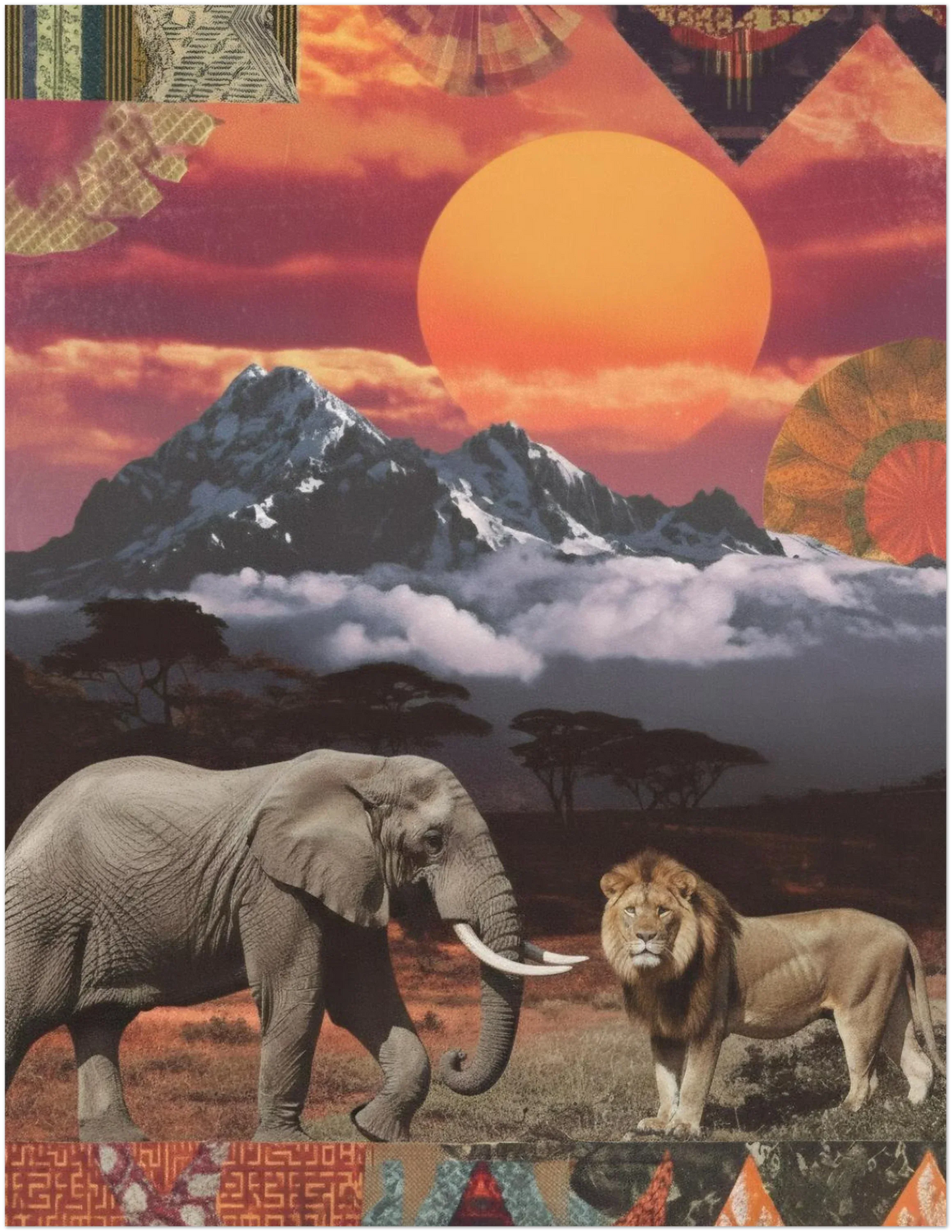 Kenyan Cultural Collage Art Print Inspired by African Landscapes and Wildlife - CITTRA Collective