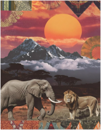 Kenyan Cultural Collage Art Print Inspired by African Landscapes and Wildlife - CITTRA Collective