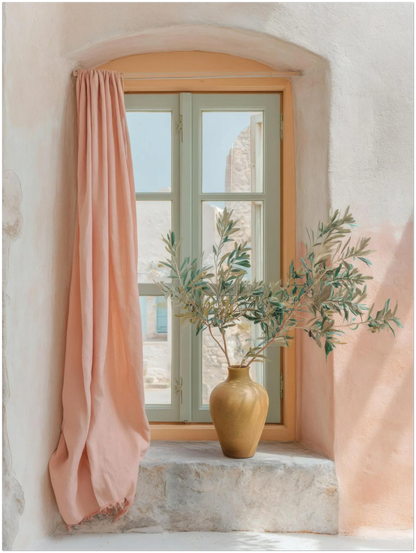 12×16 inch pastel wall art print displayed on a clean backdrop, showing a slightly taller crop with more window light and curtain detail, giving a clear understanding of how the artwork fits this ratio.