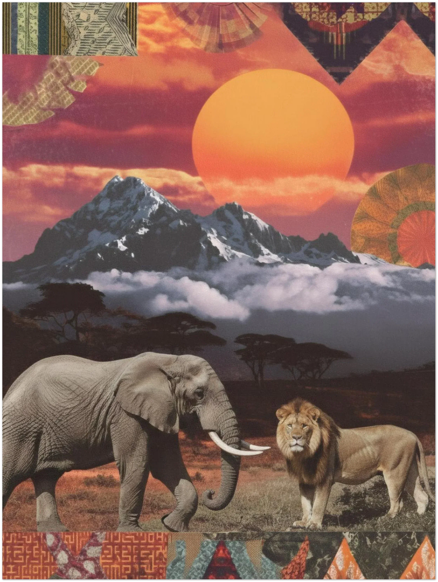 Kenyan Cultural Collage Art Print Inspired by African Landscapes and Wildlife - CITTRA Collective