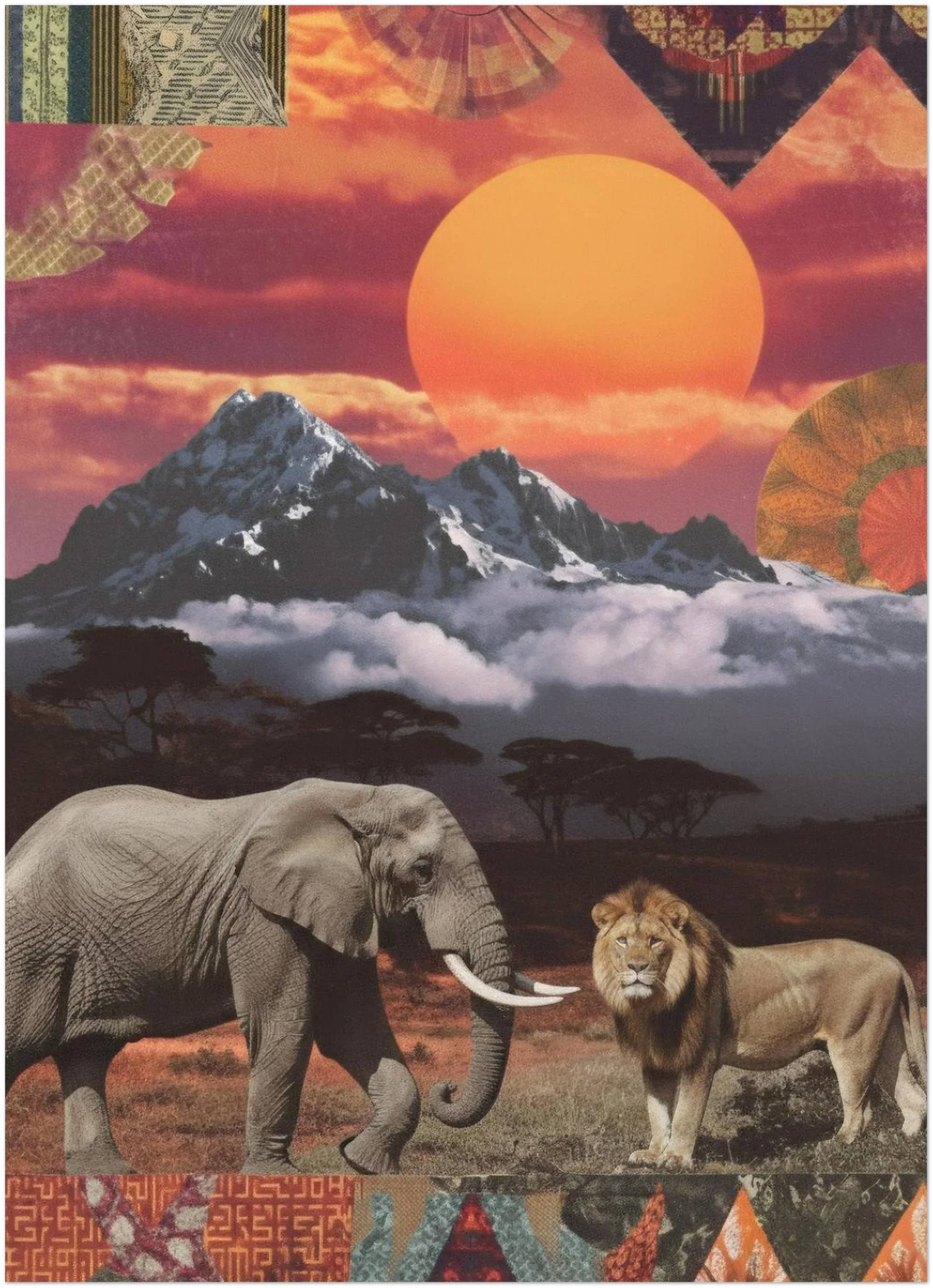 Kenyan Cultural Collage Art Print Inspired by African Landscapes and Wildlife - CITTRA Collective