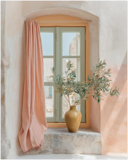 16×20 inch pastel window-scene print presented on a plain background, highlighting the expanded vertical composition and soft colour gradients to show how the artwork appears at larger display sizes.