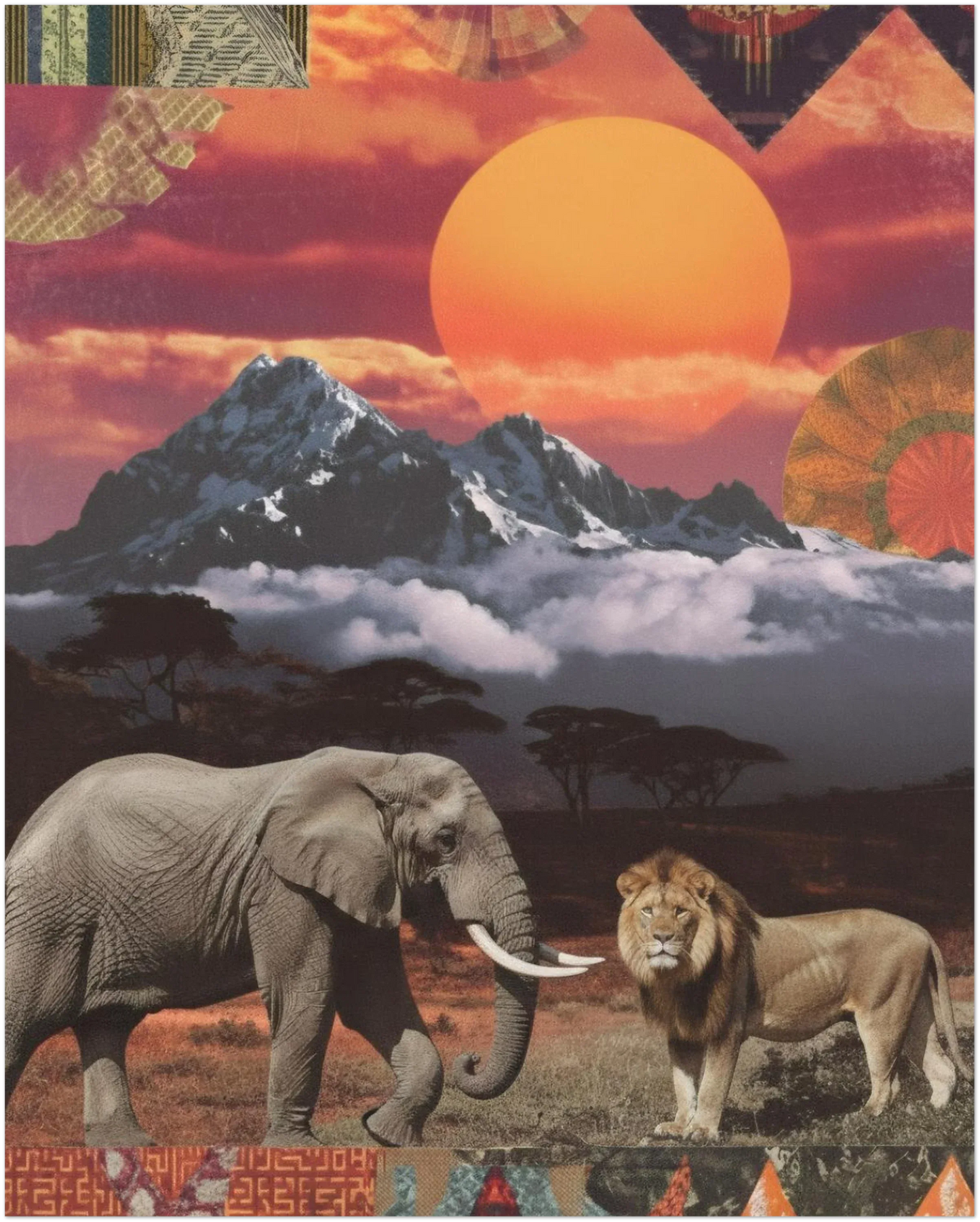 Kenyan Cultural Collage Art Print Inspired by African Landscapes and Wildlife - CITTRA Collective