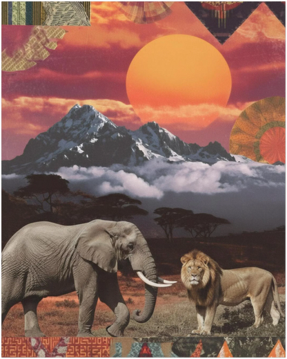 Kenyan Cultural Collage Art Print Inspired by African Landscapes and Wildlife - CITTRA Collective