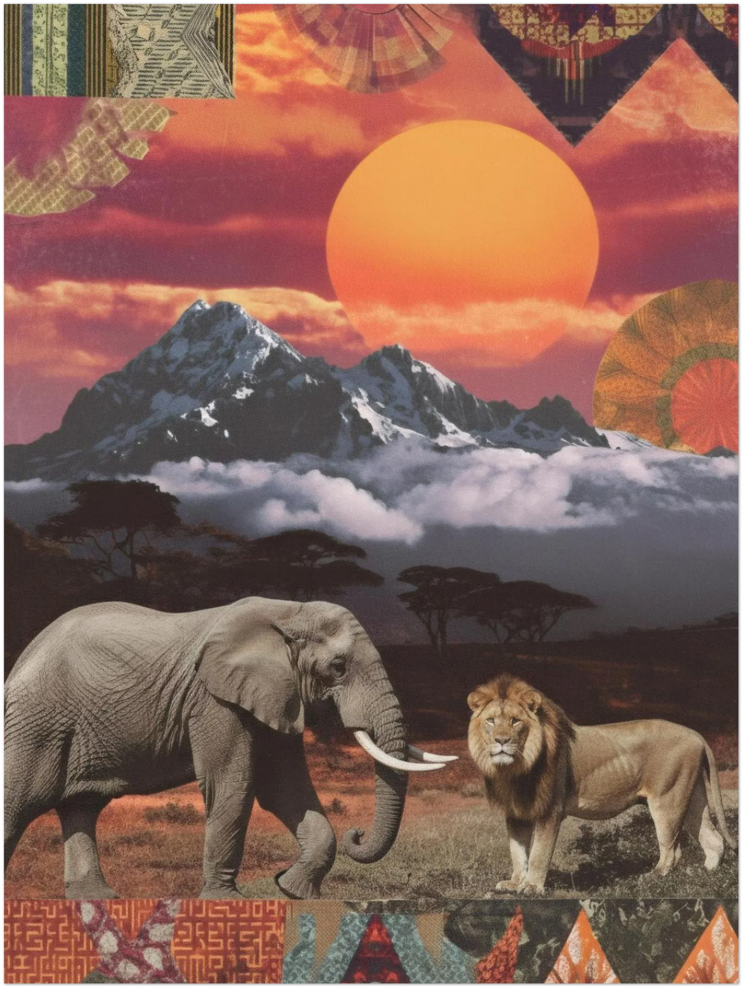 Kenyan Cultural Collage Art Print Inspired by African Landscapes and Wildlife - CITTRA Collective