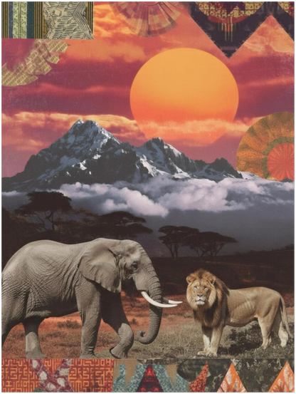 Kenyan Cultural Collage Art Print Inspired by African Landscapes and Wildlife - CITTRA Collective