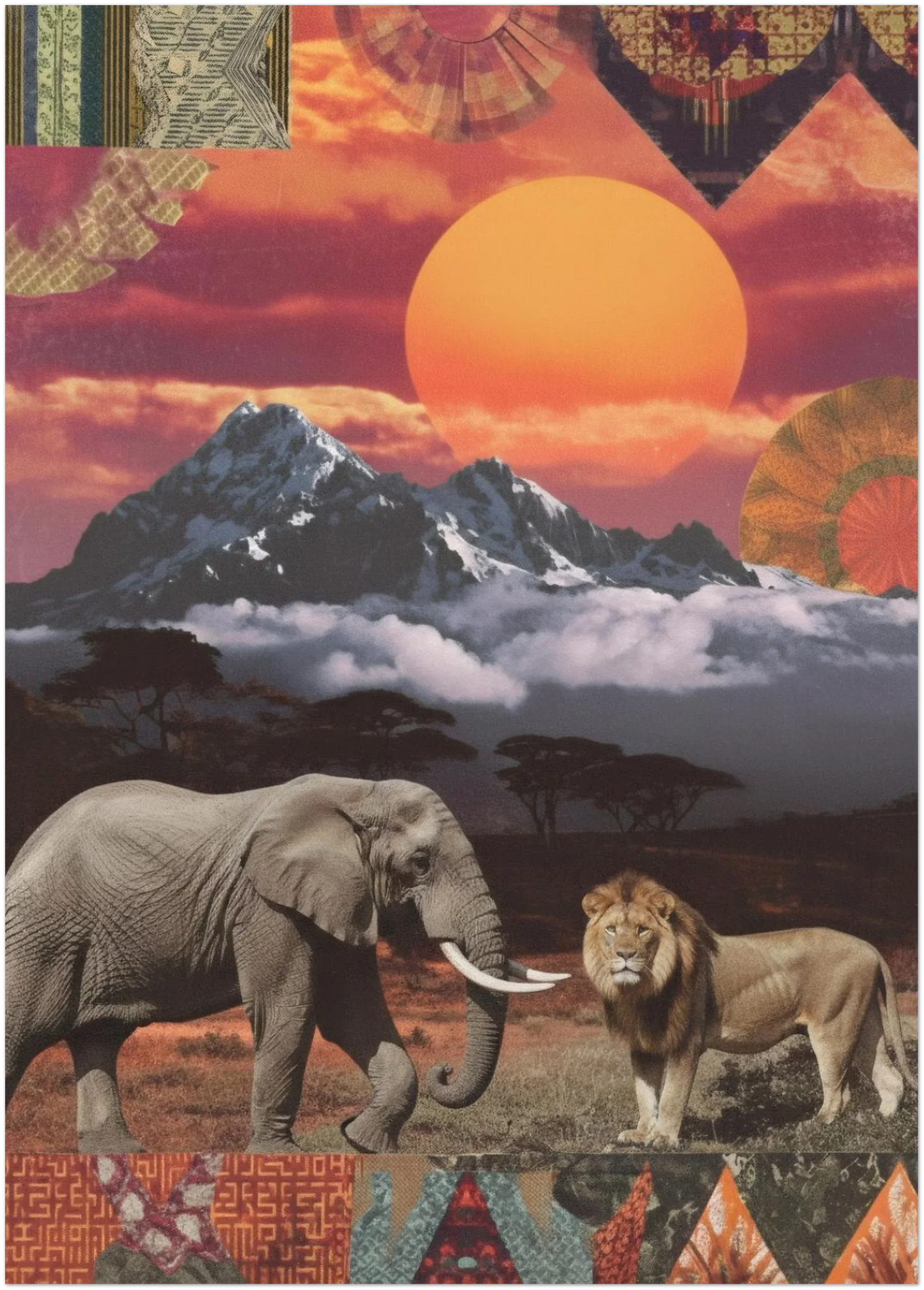 Kenyan Cultural Collage Art Print Inspired by African Landscapes and Wildlife - CITTRA Collective