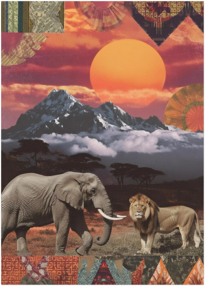 Kenyan Cultural Collage Art Print Inspired by African Landscapes and Wildlife - CITTRA Collective