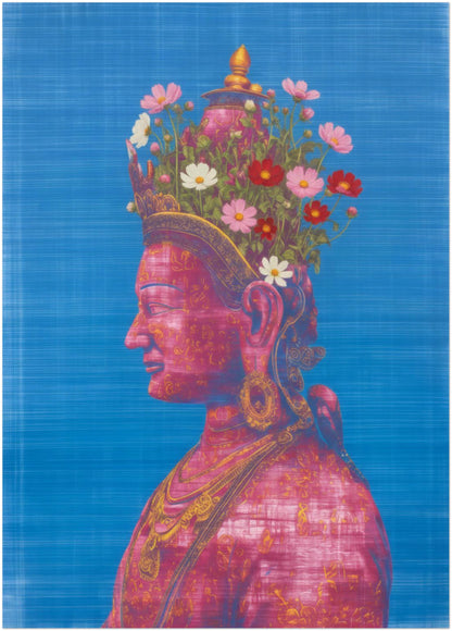 Unframed 20×28 inch Pink Tara spiritual poster on a white background, presenting the full Buddhist deity artwork with vivid pink tones, symbolic lotus elements and strong vertical proportions.