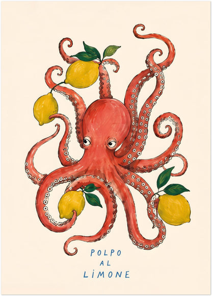 Italian Octopus and Lemon Poster
