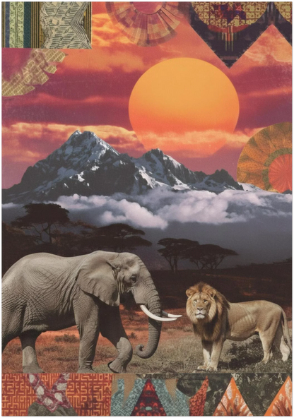 Kenyan Cultural Collage Art Print Inspired by African Landscapes and Wildlife - CITTRA Collective