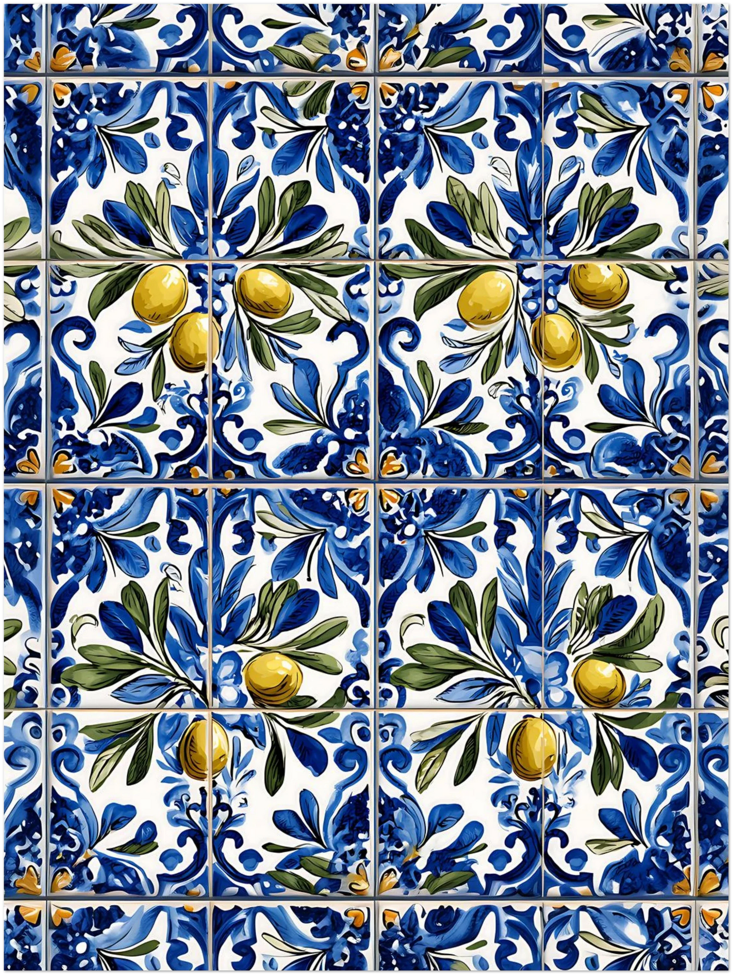 Portuguese Azulejo Olive Branch Poster - CITTRA Collective