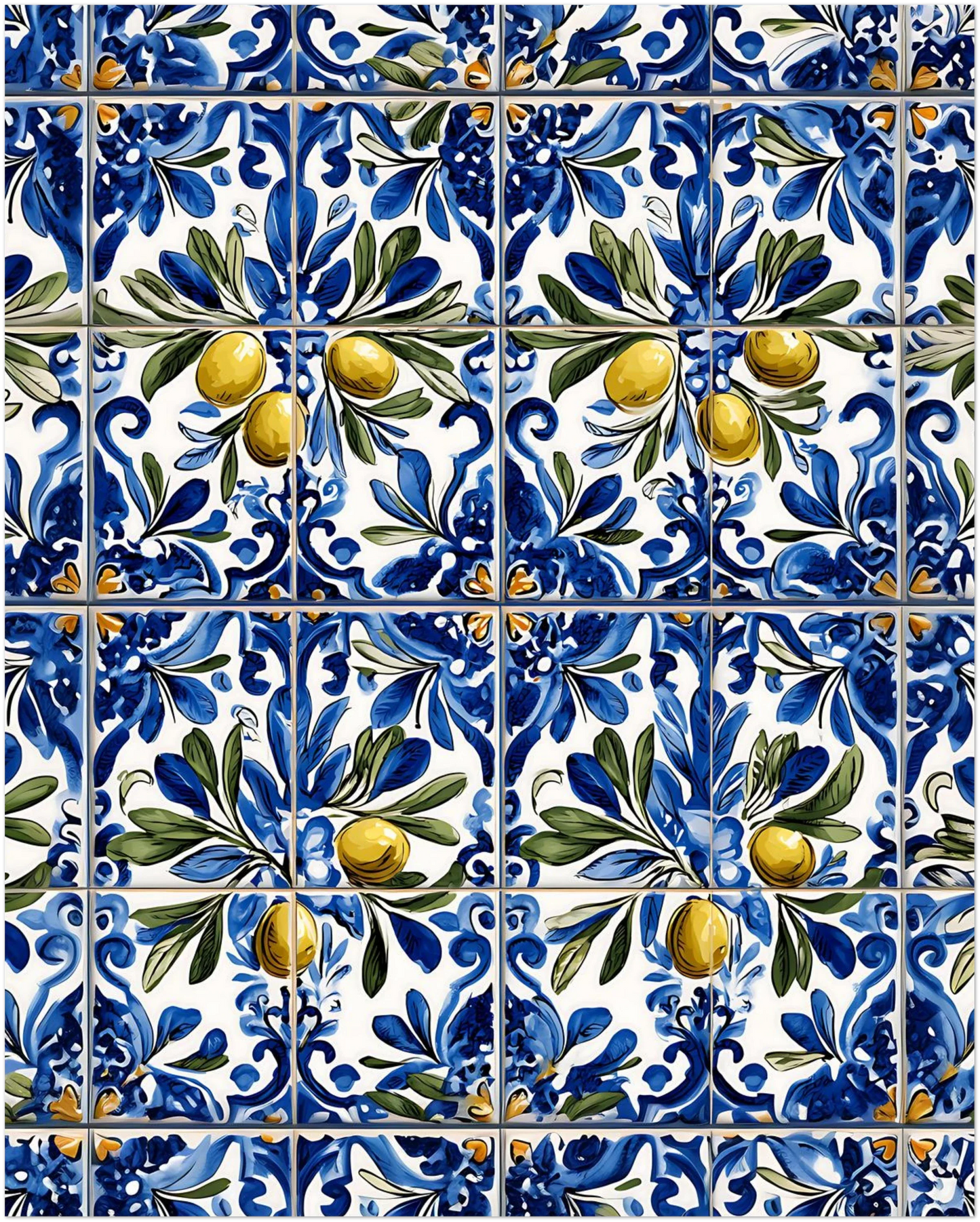 Portuguese Azulejo Olive Branch Poster - CITTRA Collective
