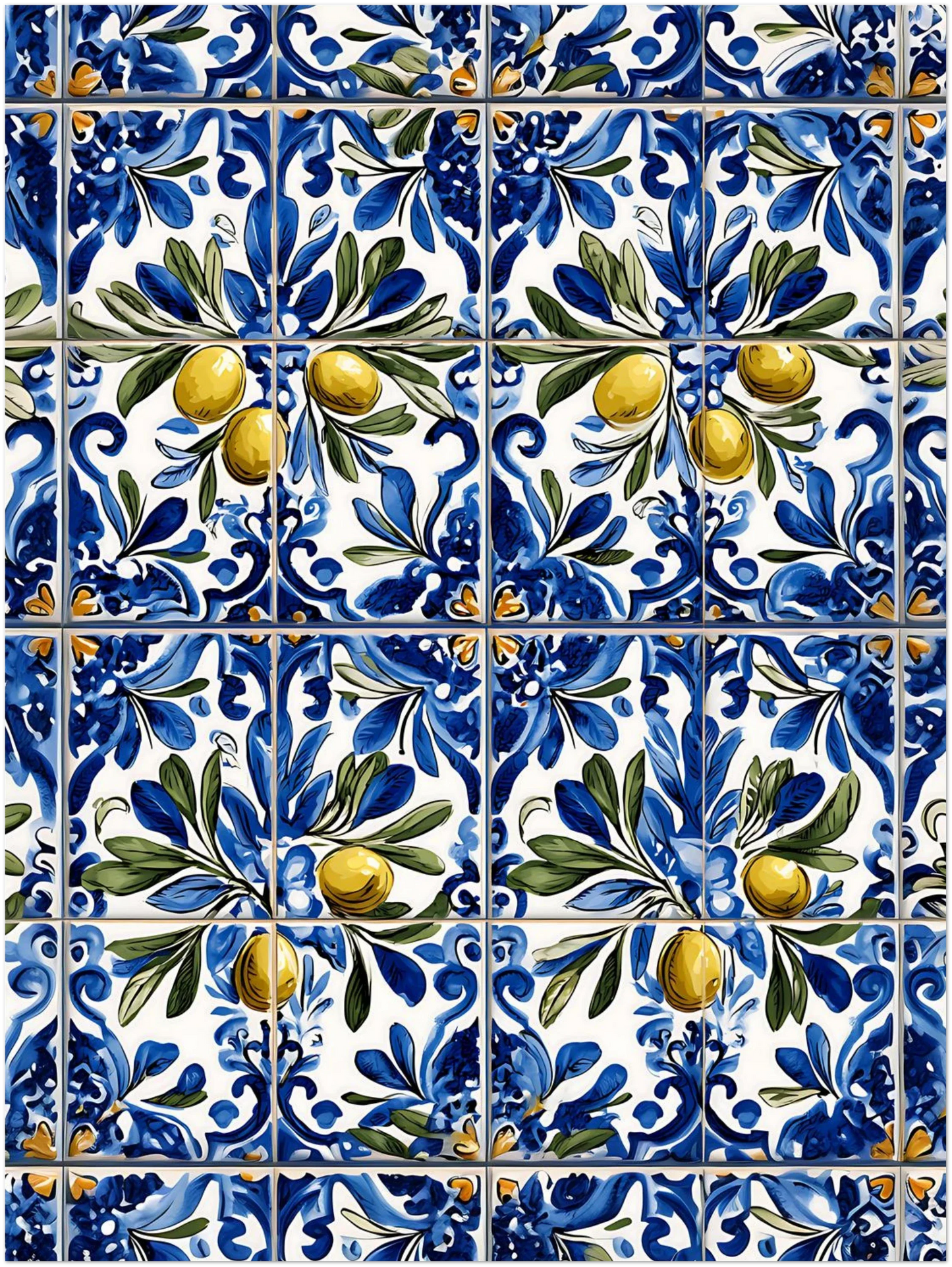 Portuguese Azulejo Olive Branch Poster - CITTRA Collective