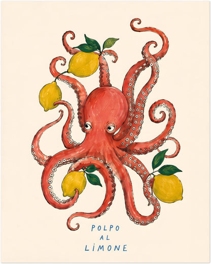 Italian Octopus and Lemon Poster