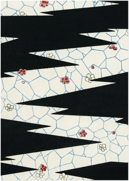 A3 size wall art print displaying abstract zigzag pattern in black and cream. Shown on a plain background to demonstrate sizing and crop for modern minimalist home decor.