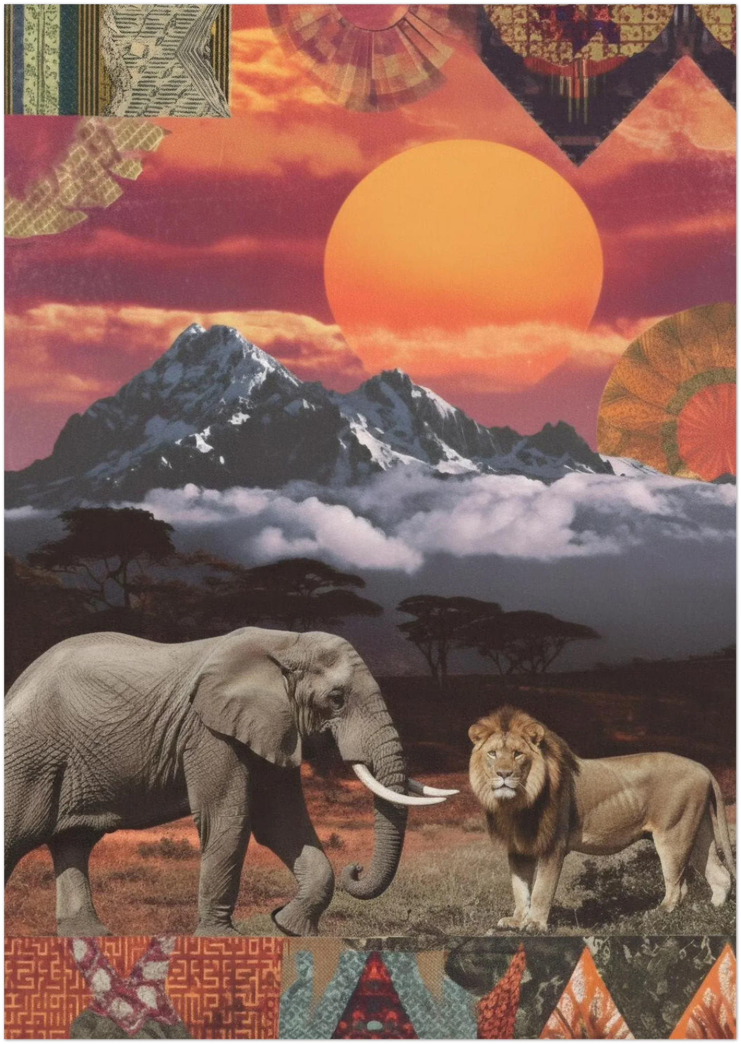 Kenyan Cultural Collage Art Print Inspired by African Landscapes and Wildlife - CITTRA Collective