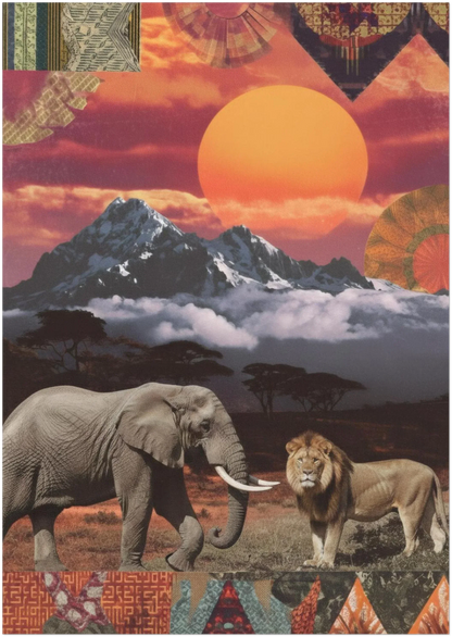 Kenyan Cultural Collage Art Print Inspired by African Landscapes and Wildlife - CITTRA Collective