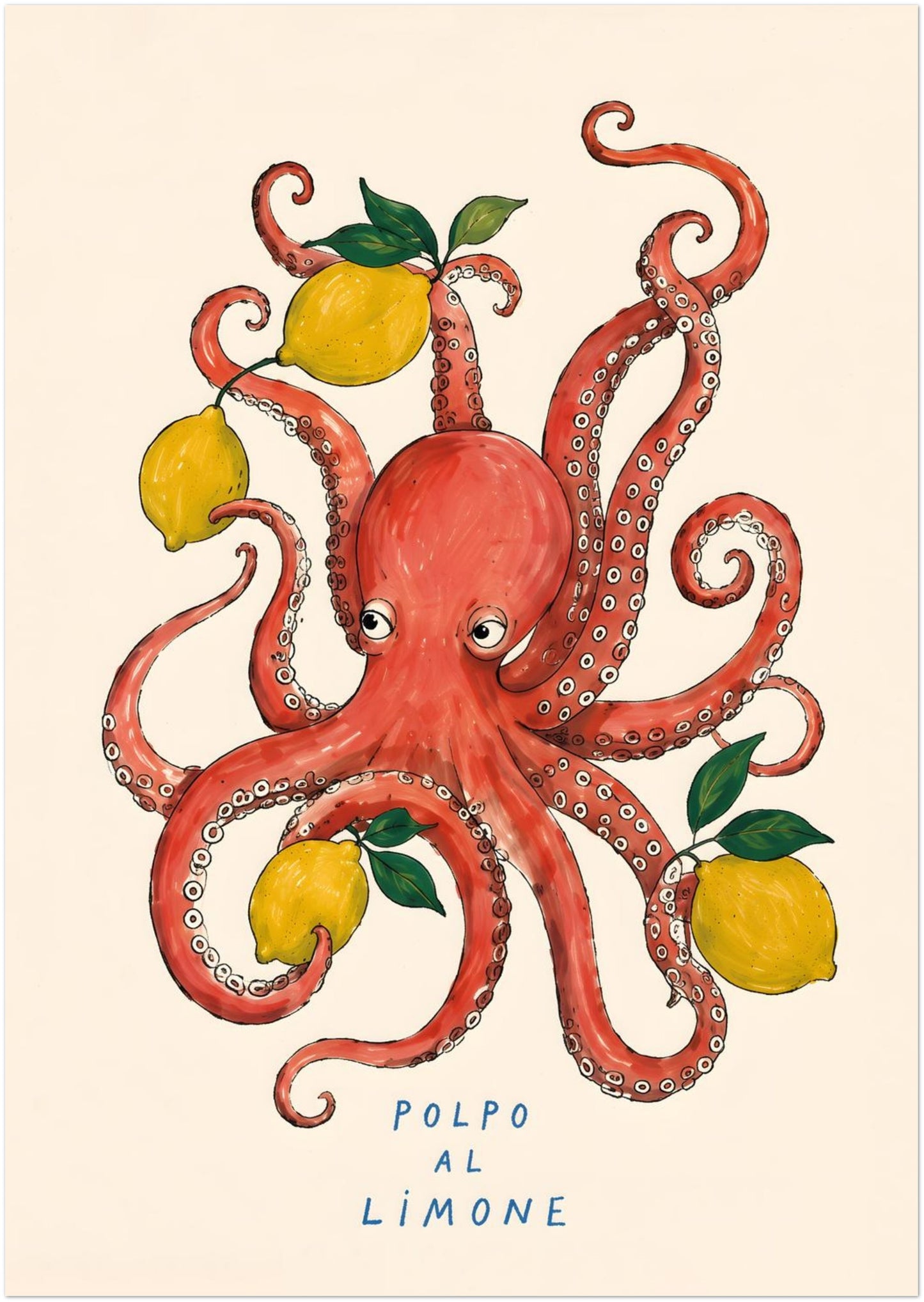 Italian Octopus and Lemon Poster