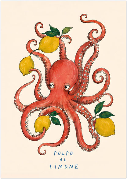 Italian Octopus and Lemon Poster