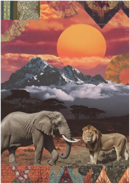 Kenyan Cultural Collage Art Print Inspired by African Landscapes and Wildlife - CITTRA Collective