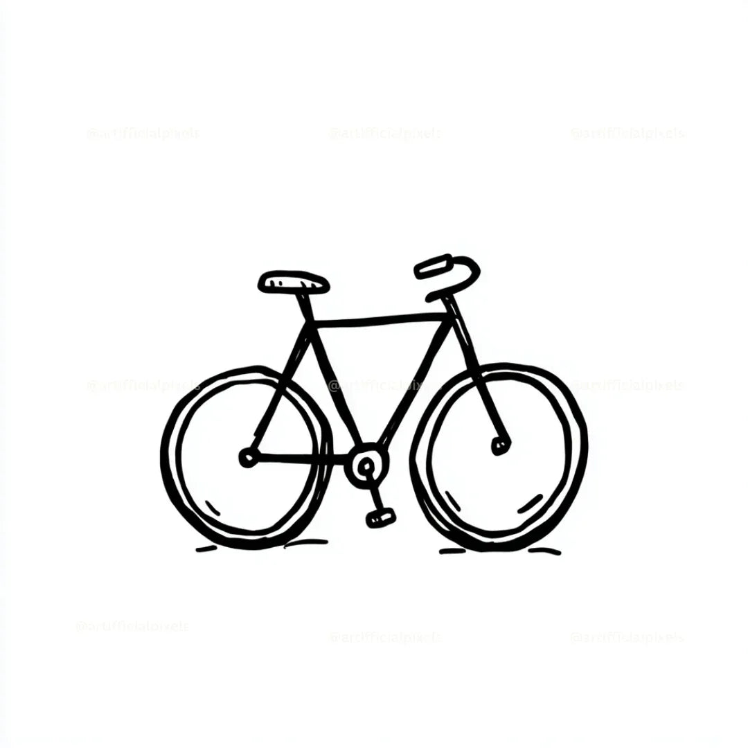 Cute Black and White Icon Midjourney AI Image Generator - Bicycle