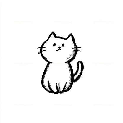 Cute Black and White Icon Midjourney AI Image Generator - Cat