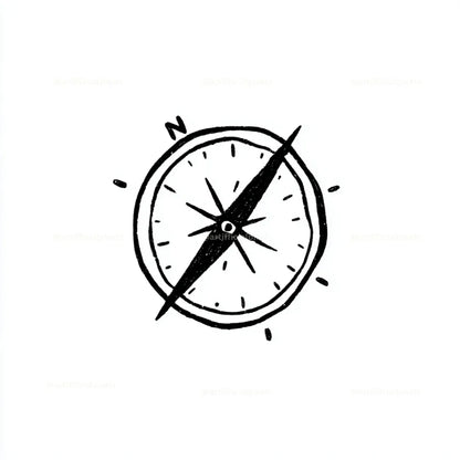 Cute Black and White Icon Midjourney AI Image Generator - Compass