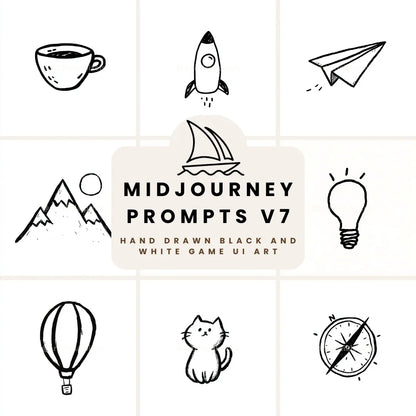Cute Black and White Icon Midjourney AI Image Generator - Front