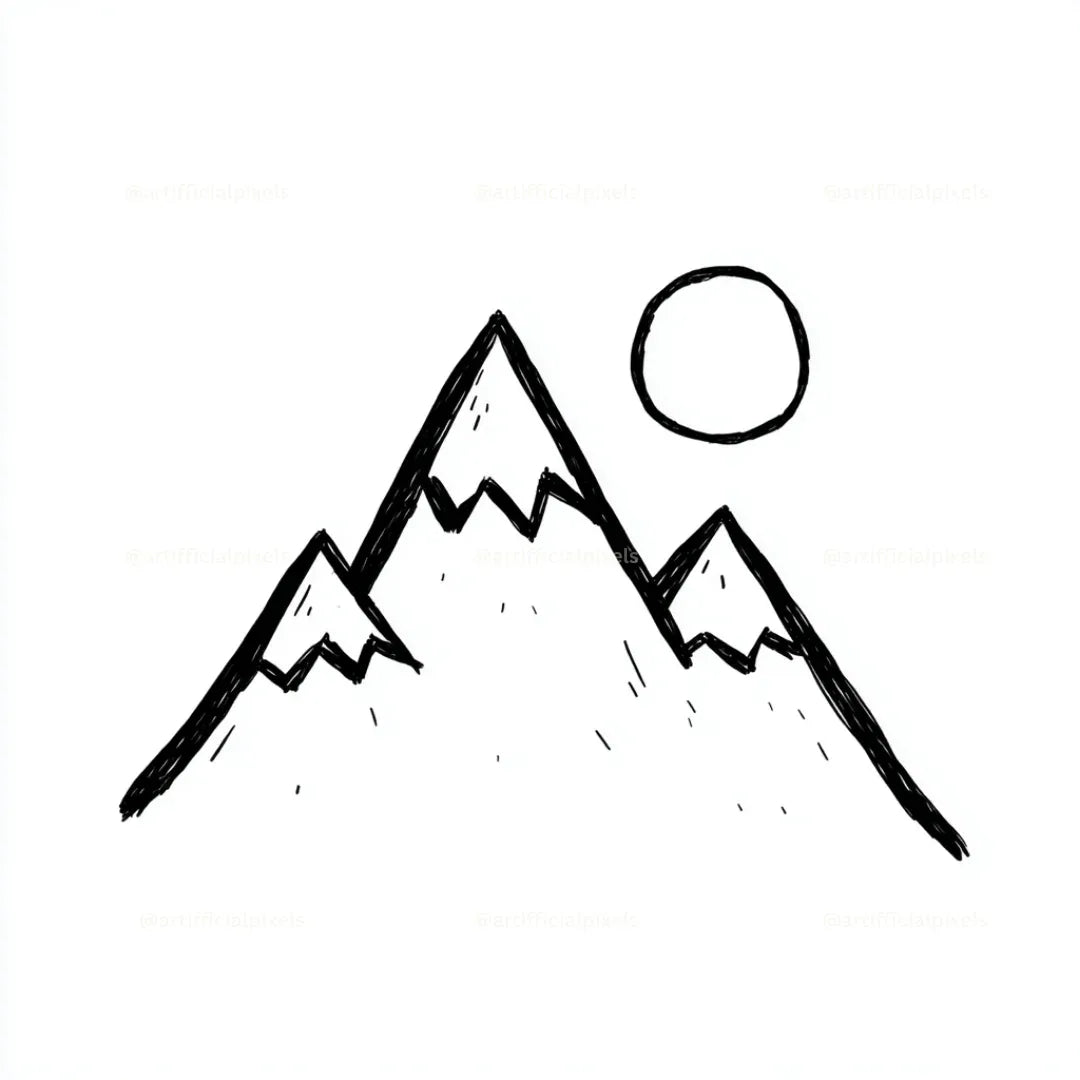 Cute Black and White Icon Midjourney AI Image Generator - Mountain