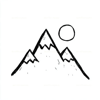 Cute Black and White Icon Midjourney AI Image Generator - Mountain
