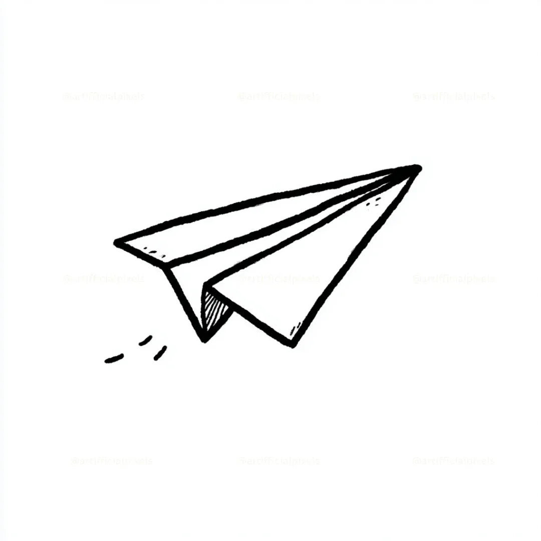 Cute Black and White Icon Midjourney AI Image Generator - Paper Airplane