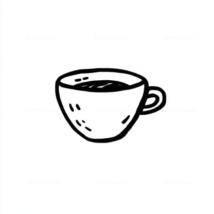 Cute Black and White Icon Midjourney AI Image Generator - Teacup