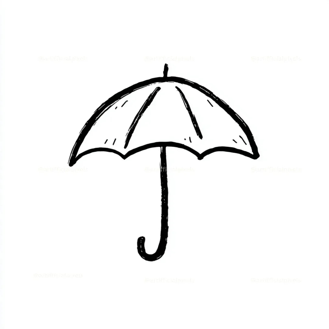 Cute Black and White Icon Midjourney AI Image Generator - Umbrella
