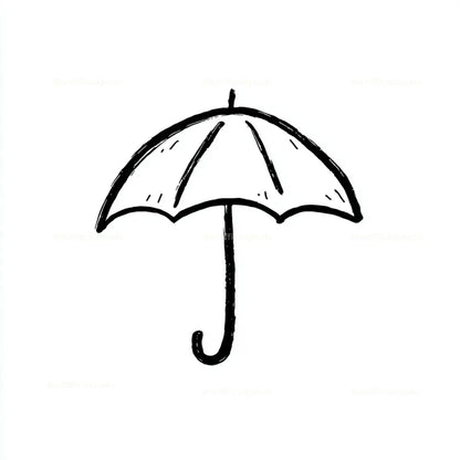 Cute Black and White Icon Midjourney AI Image Generator - Umbrella