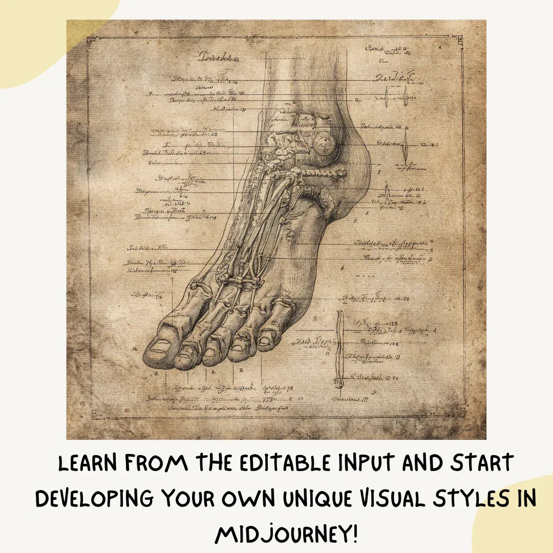 Historic-medical-illustration-of-a-human-body-part-Midjourney-generated-art-in-copperplate-engraving-style-on-aged-paper-with-Latin-labels-foot