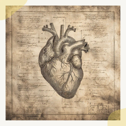 Historic-medical-illustration-of-a-human-body-part-Midjourney-generated-art-in-copperplate-engraving-style-on-aged-paper-with-Latin-labels-heart