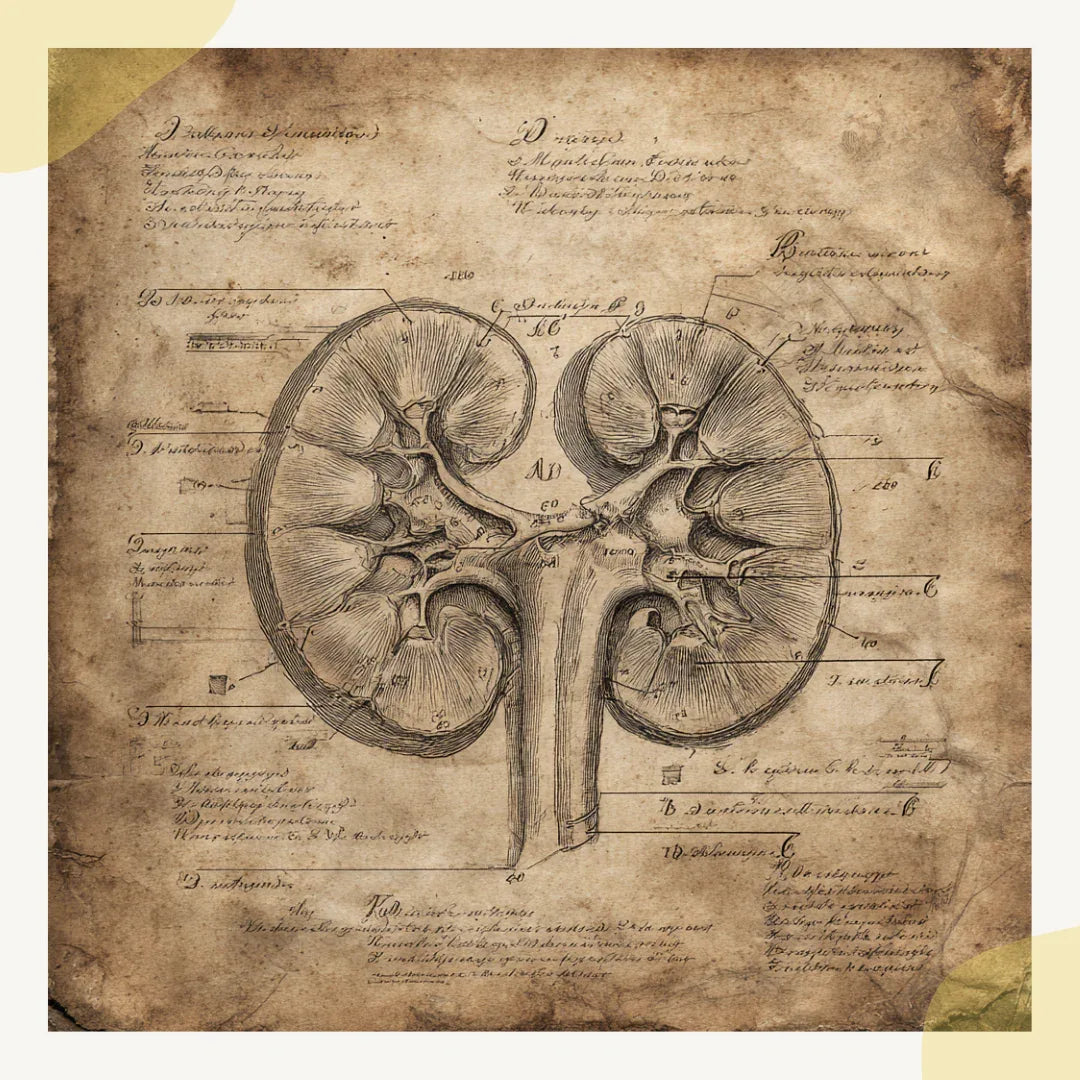 Historic-medical-illustration-of-a-human-body-part-Midjourney-generated-art-in-copperplate-engraving-style-on-aged-paper-with-Latin-labels-kidney
