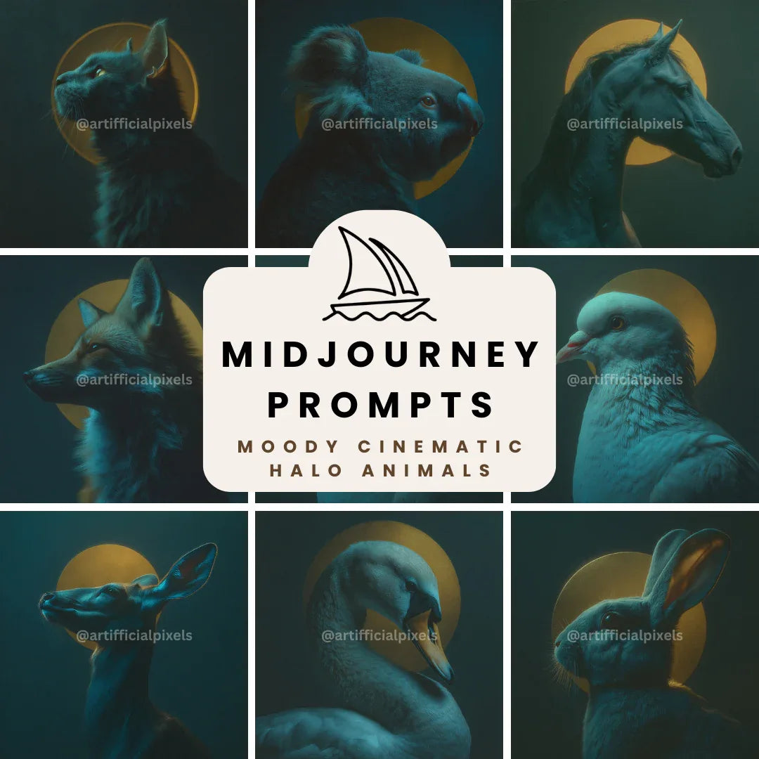 Moody Animal Portraits AI Art Prompts – Midjourney Pack with Images - CITTRA Collective