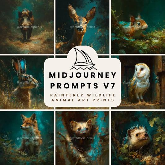 Painterly Wildlife Portraits AI Art Generator – Midjourney Prompt Pack with Images - CITTRA Collective