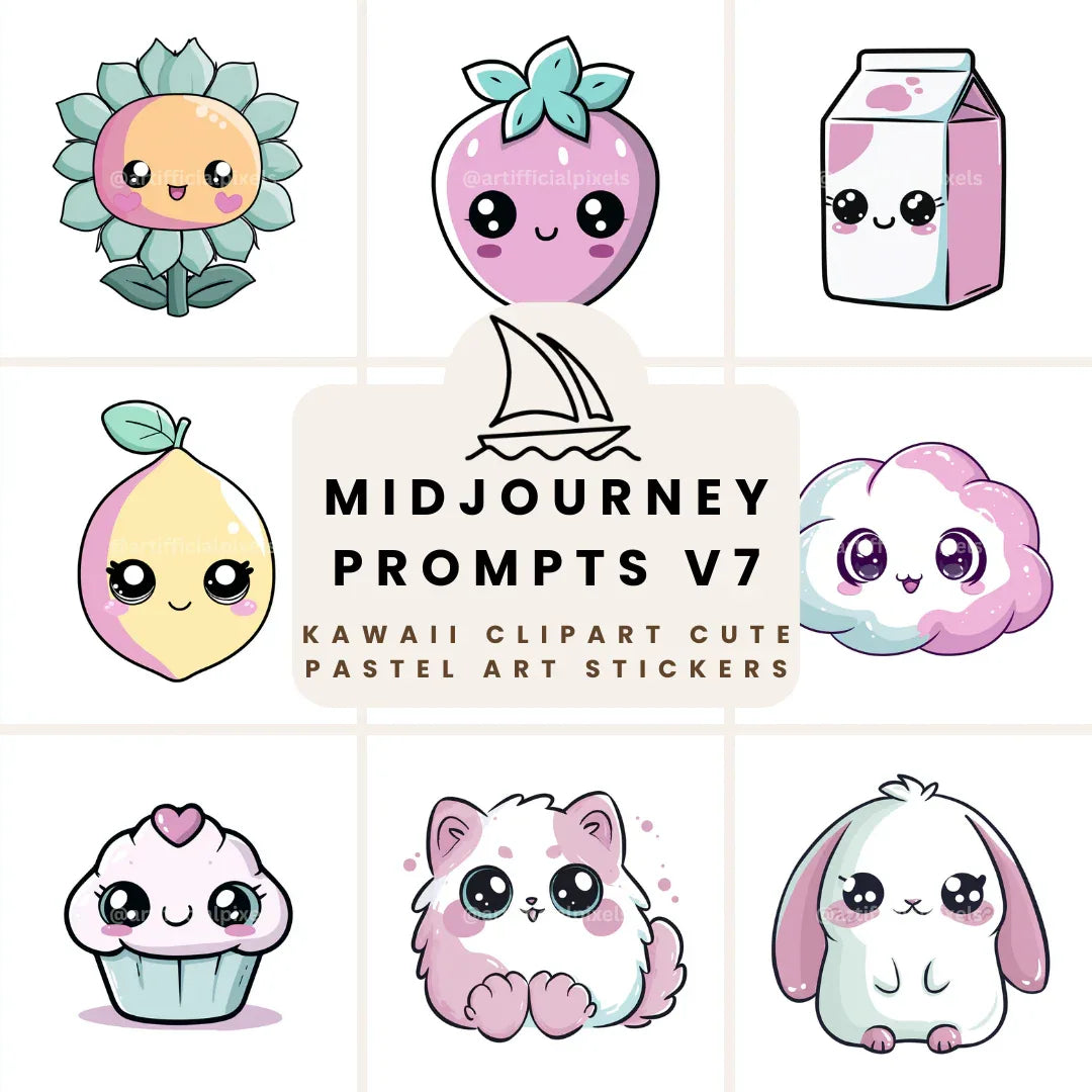 Kawaii Clipart AI Art Generator – Midjourney Prompt Pack with Images - CITTRA Collective