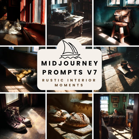 Rustic Interior Moments AI Art Prompts – Midjourney Pack with Images - CITTRA Collective