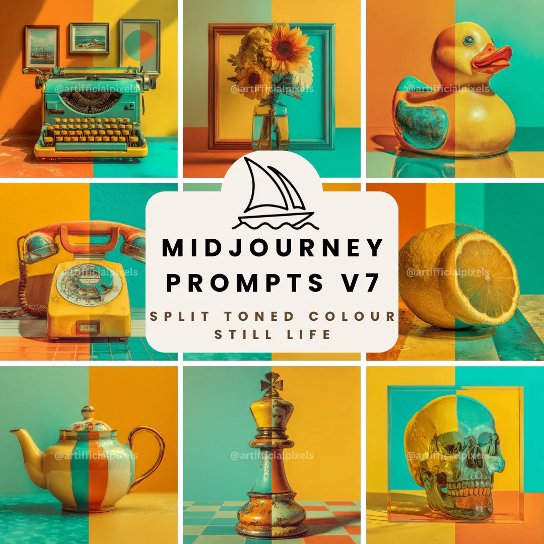 Split Toned Vintage Still Life AI Art Generator – Midjourney Prompt Pack with Images - CITTRA Collective