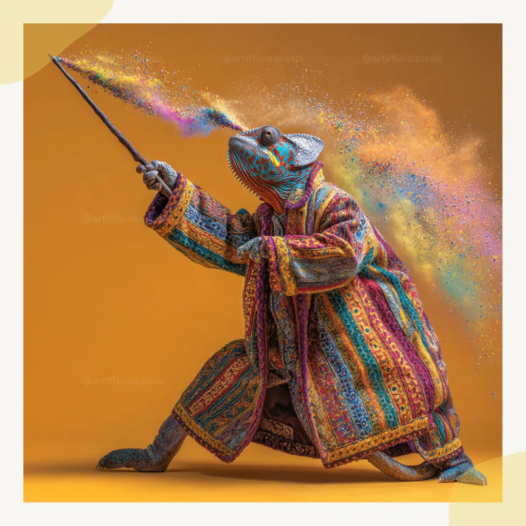 Magical Rainbow Confetti Animals AI Art Prompt for Midjourney AI Image Generator - CITTRA Collective