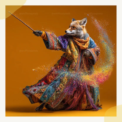 Magical Rainbow Confetti Animals AI Art Prompt for Midjourney AI Image Generator - CITTRA Collective