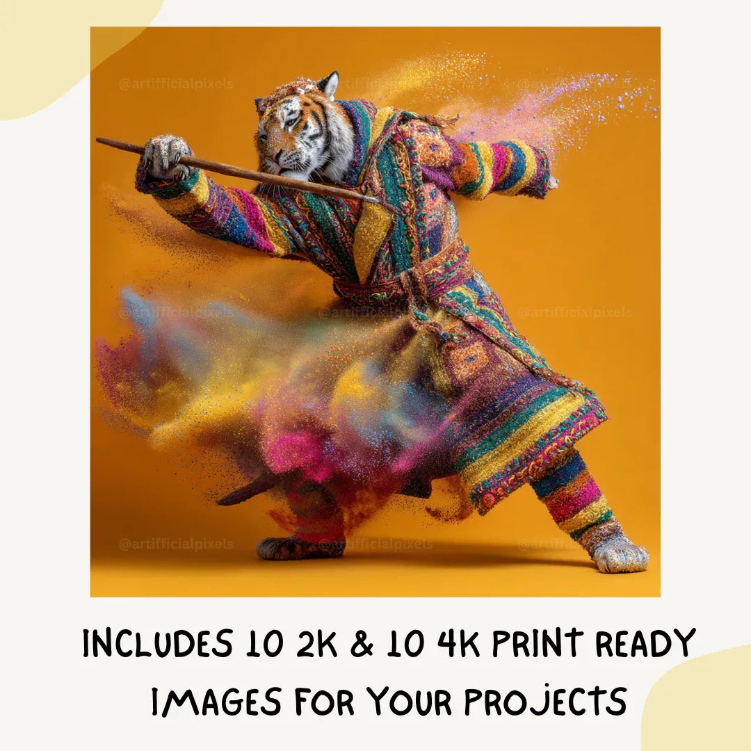 Magical Rainbow Confetti Animals AI Art Prompt for Midjourney AI Image Generator - CITTRA Collective