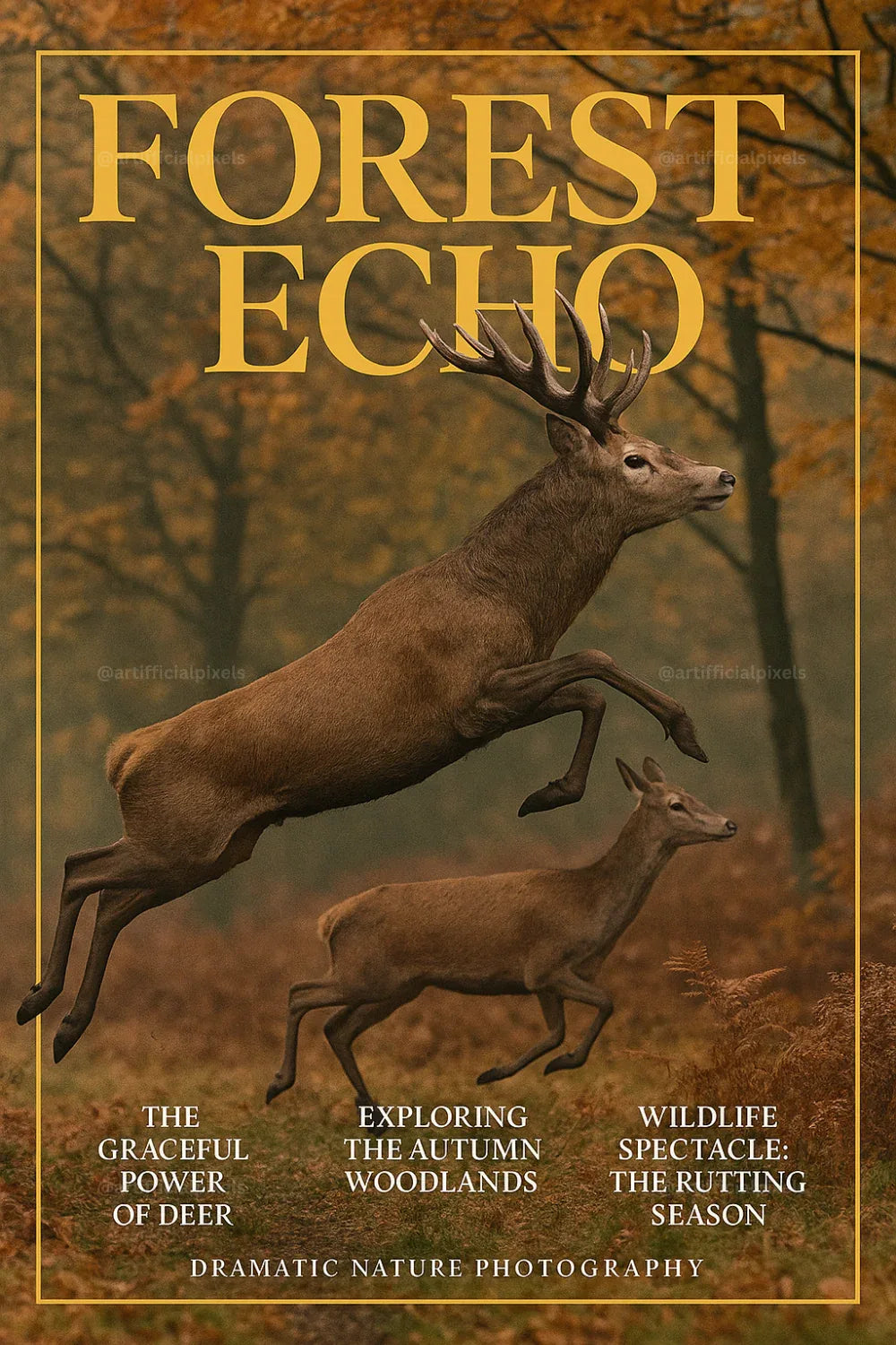 Cinematic Wildlife Magazine Poster AI Art Generator – Midjourney Prompt Pack with Images - CITTRA Collective