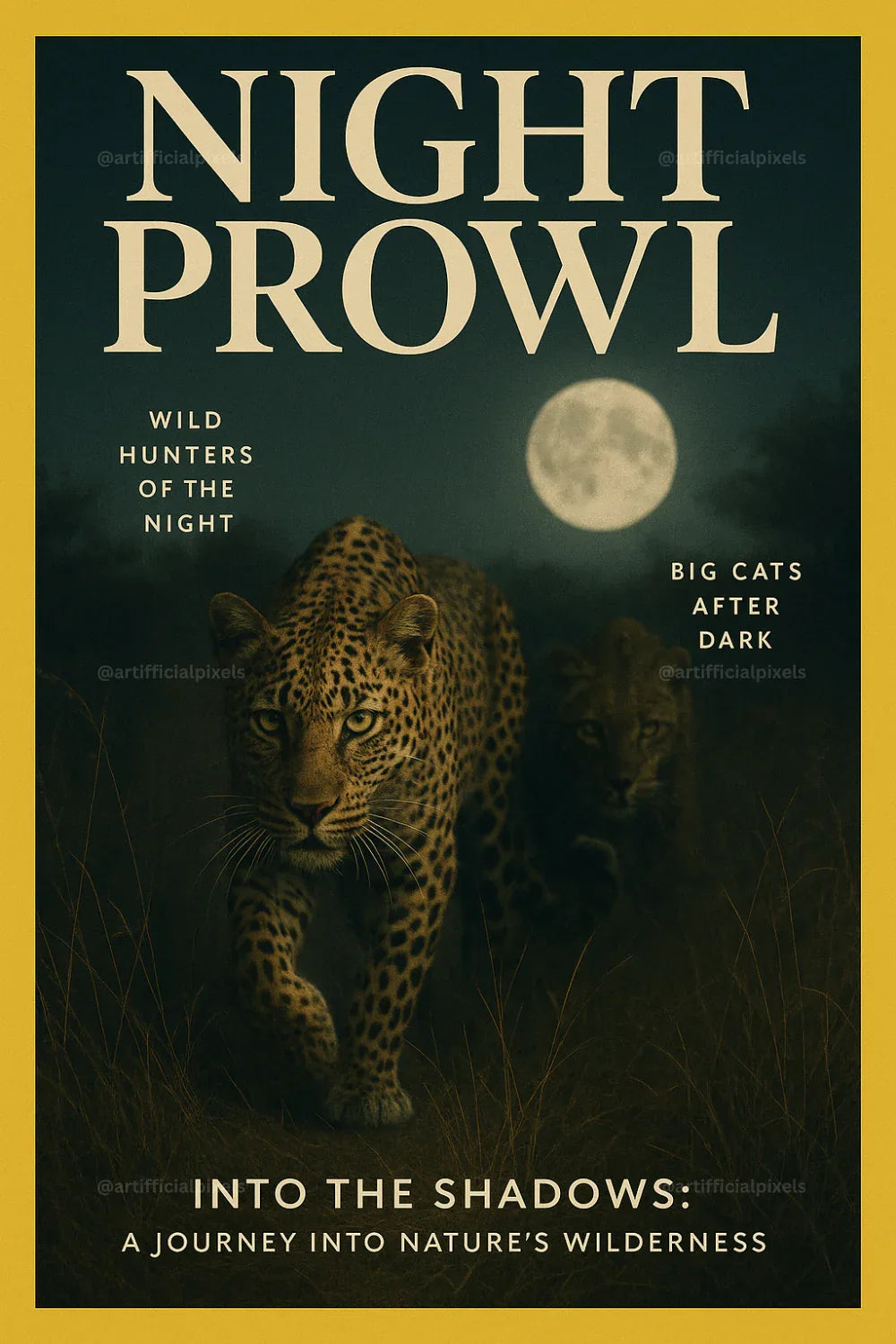 Cinematic Wildlife Magazine Poster AI Art Generator – Midjourney Prompt Pack with Images - CITTRA Collective